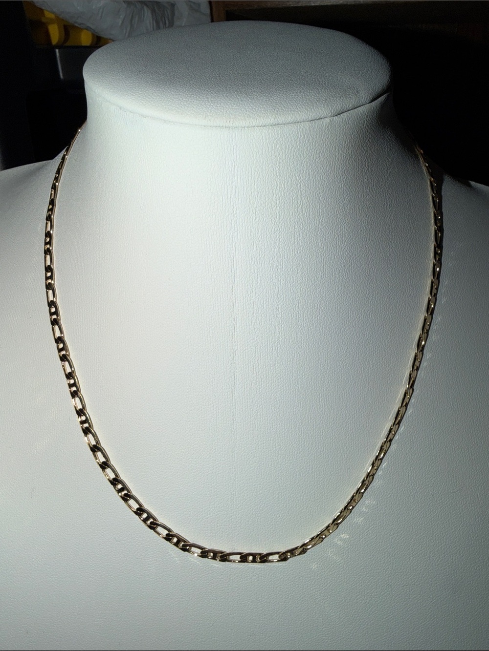 4mm 14k yellow gold filled Figaro link chain necklace.